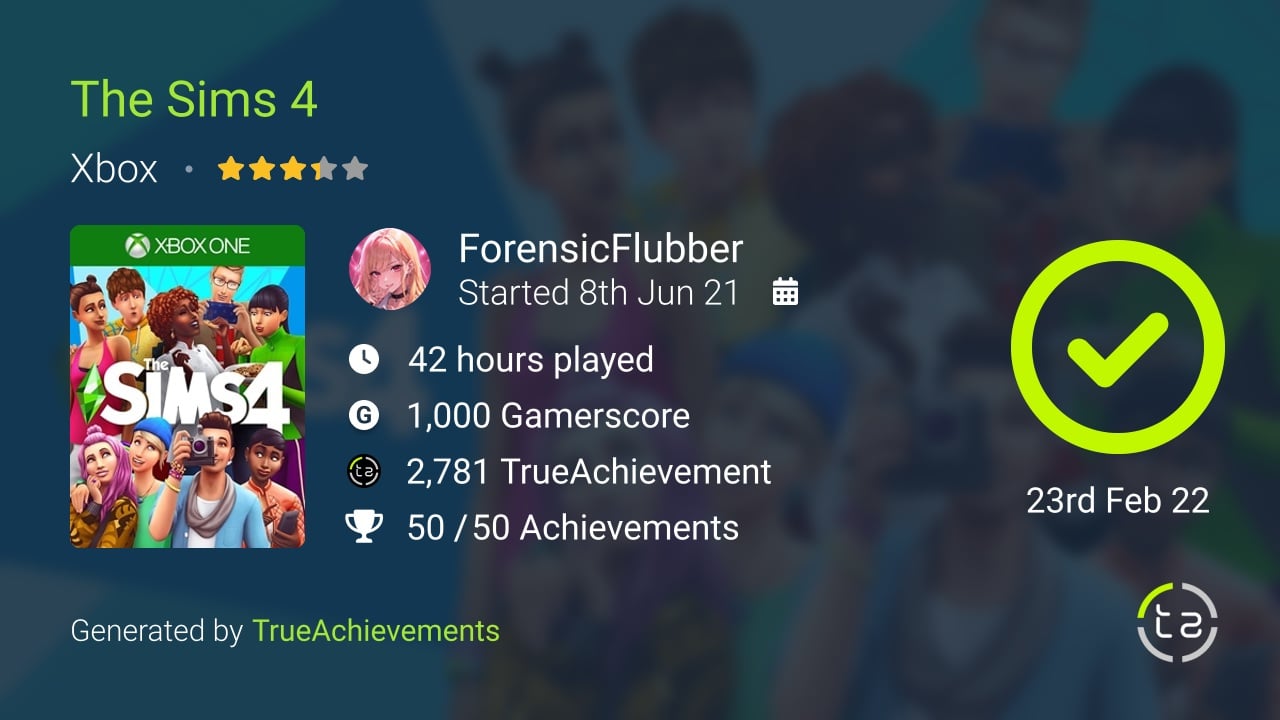 The Sims 4 achievement summary
